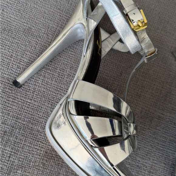 Yves Saint Laurent Metallic Silver Tribute Heels Size 37 - US7 - Picture 3 of 4